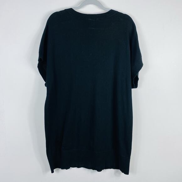 Seven7 Luxe Plus Size 22 24 Embellished Short Sleeve V-Neck Sweater Black - Picture 2 of 4